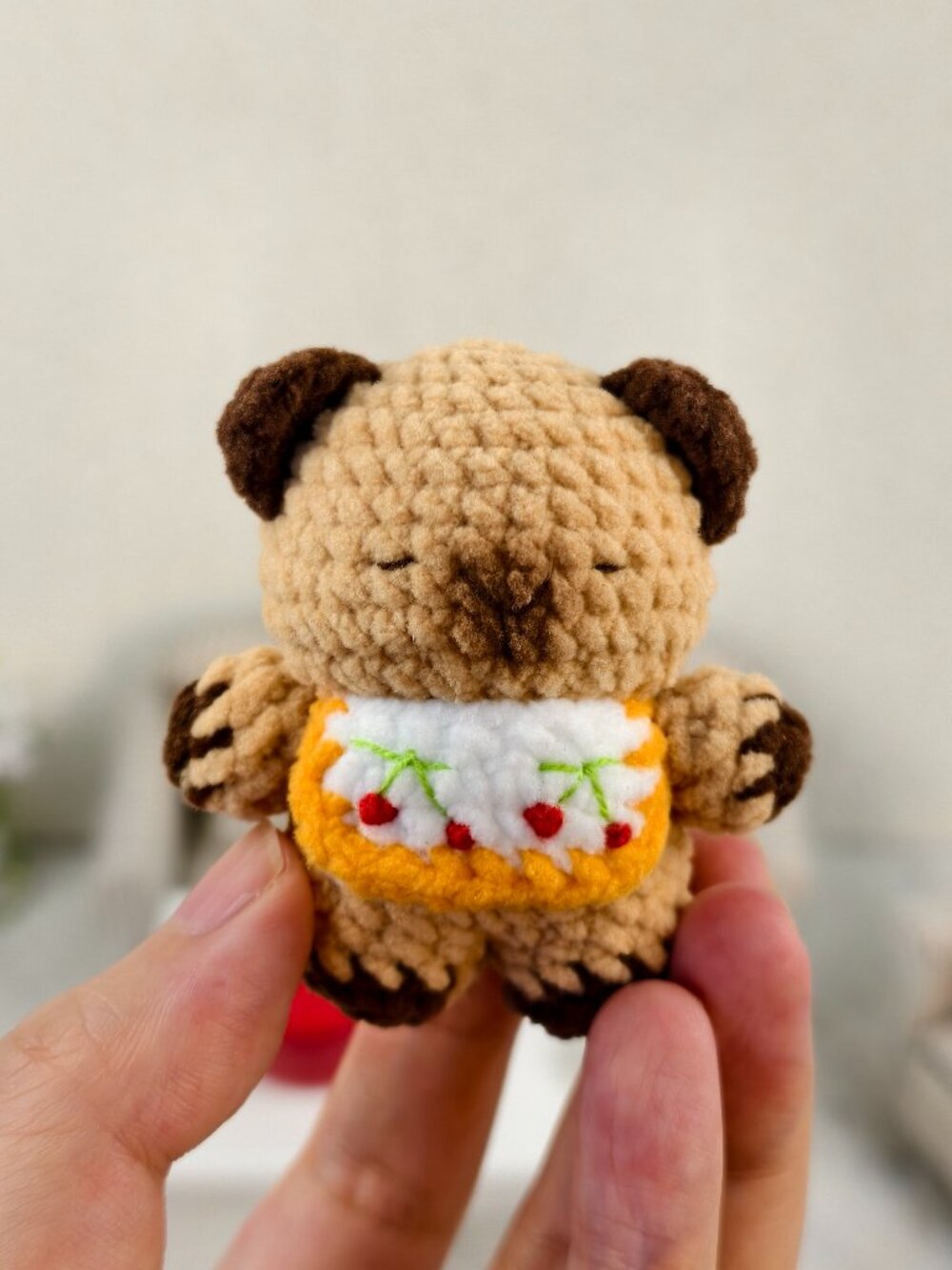 Handmade Amigurumi Crochet Capybara Wearing a Bib Plushie
